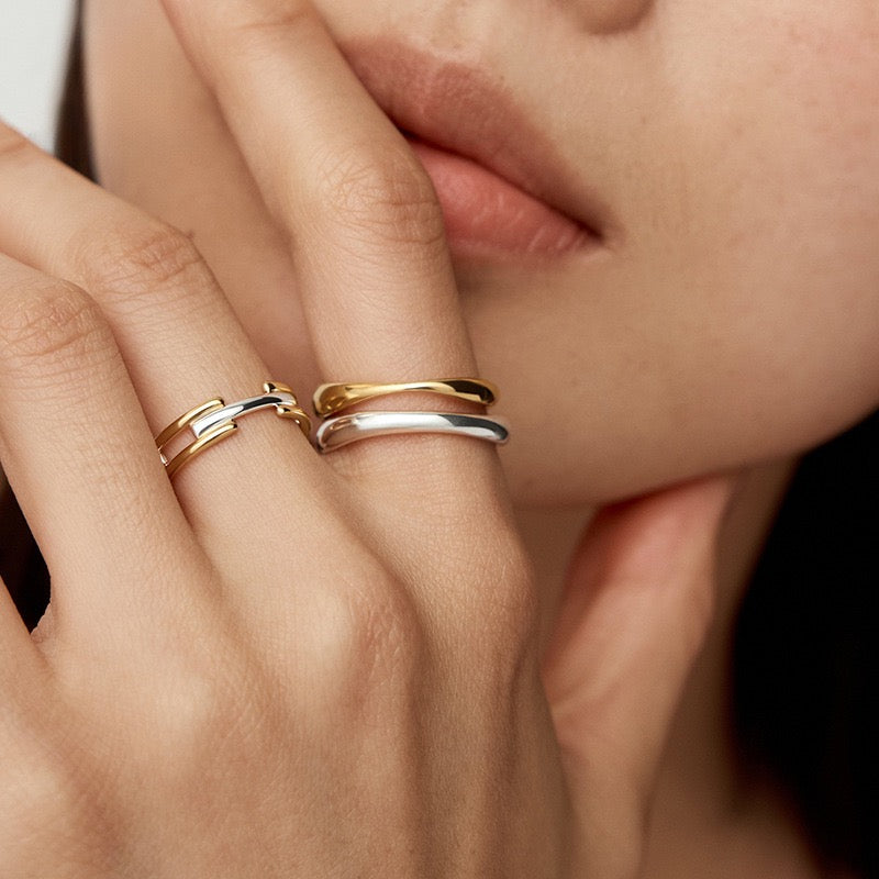 Signature Link Mixed Metal Stacking Ring