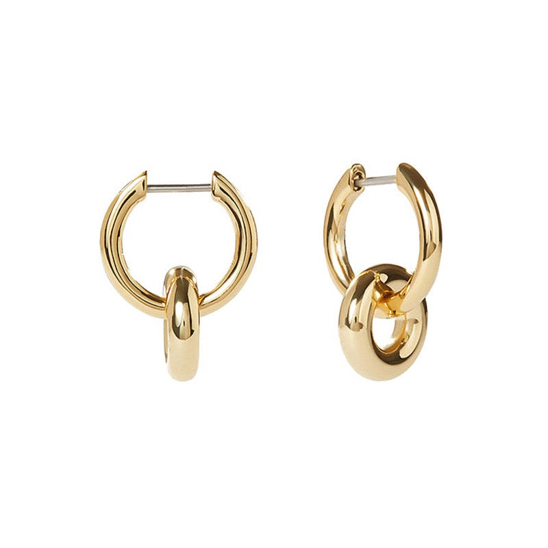 Double Hoops Earrings - DUO -Gold