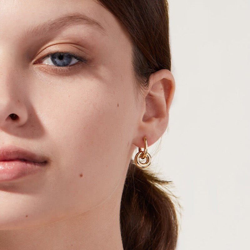 Double Hoops Earrings - DUO -Gold