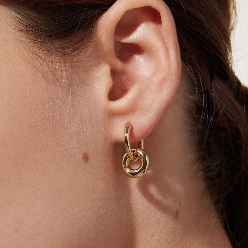Double Hoops Earrings - DUO -Gold