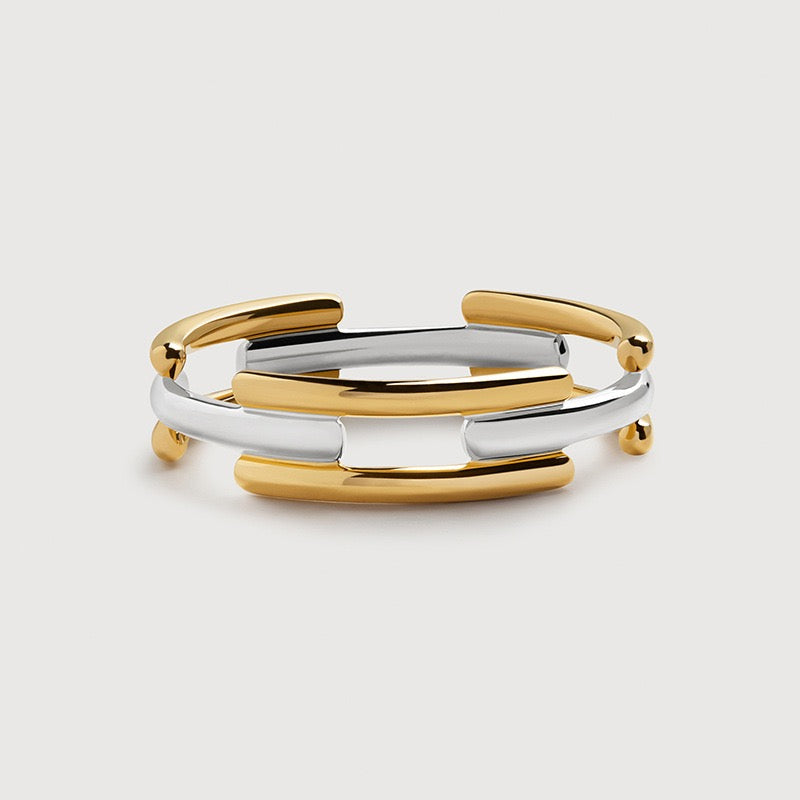 Signature Link Mixed Metal Stacking Ring