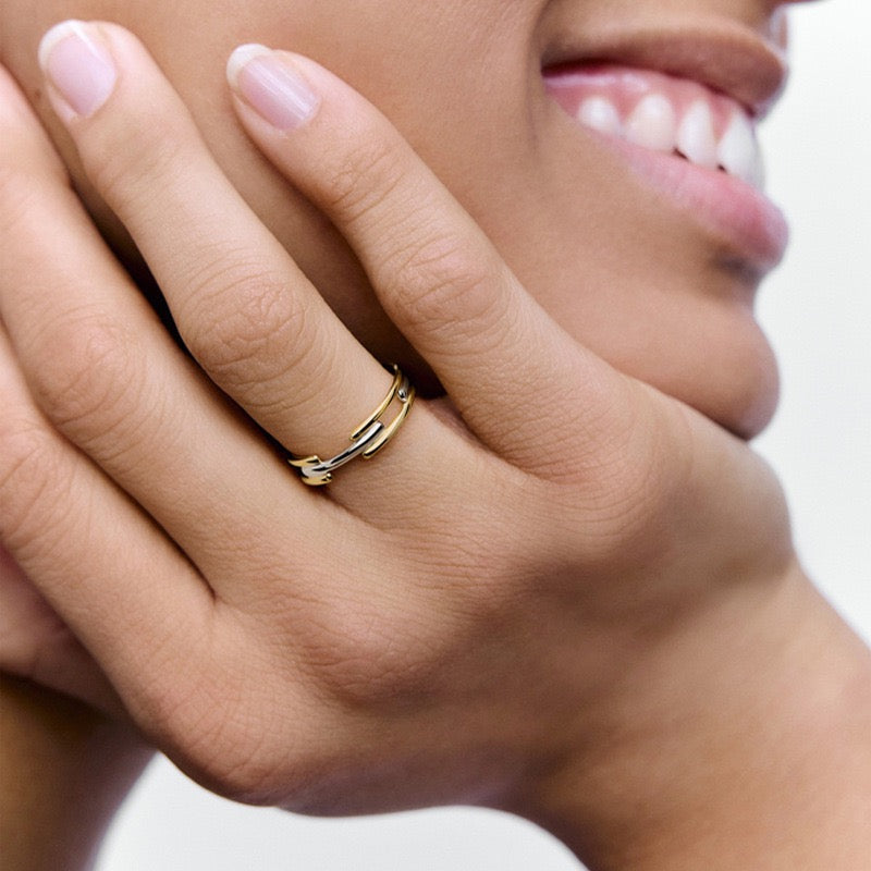 Signature Link Mixed Metal Stacking Ring
