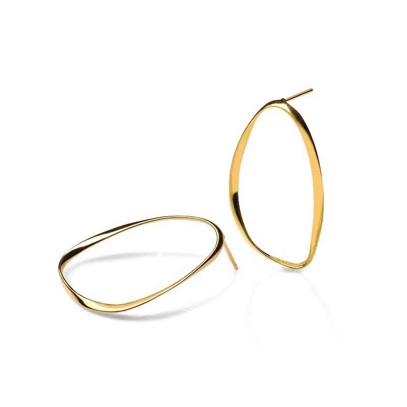 Large irregular front circle silver earrings BUBBLE