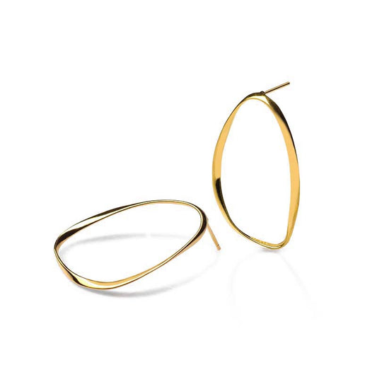Large irregular front circle silver earrings BUBBLE