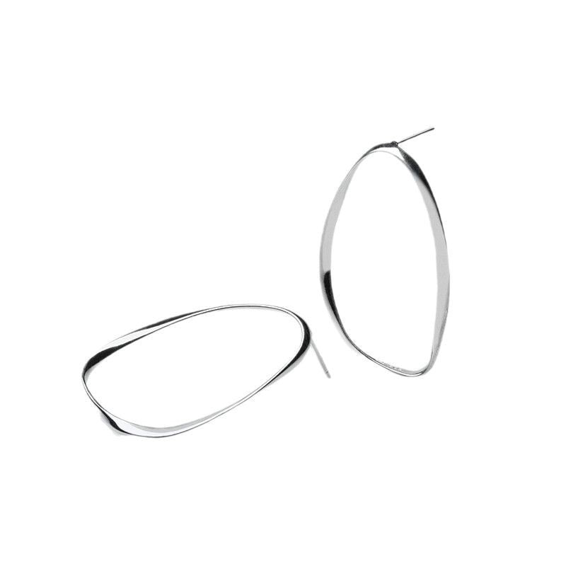 Large irregular front circle silver earrings BUBBLE