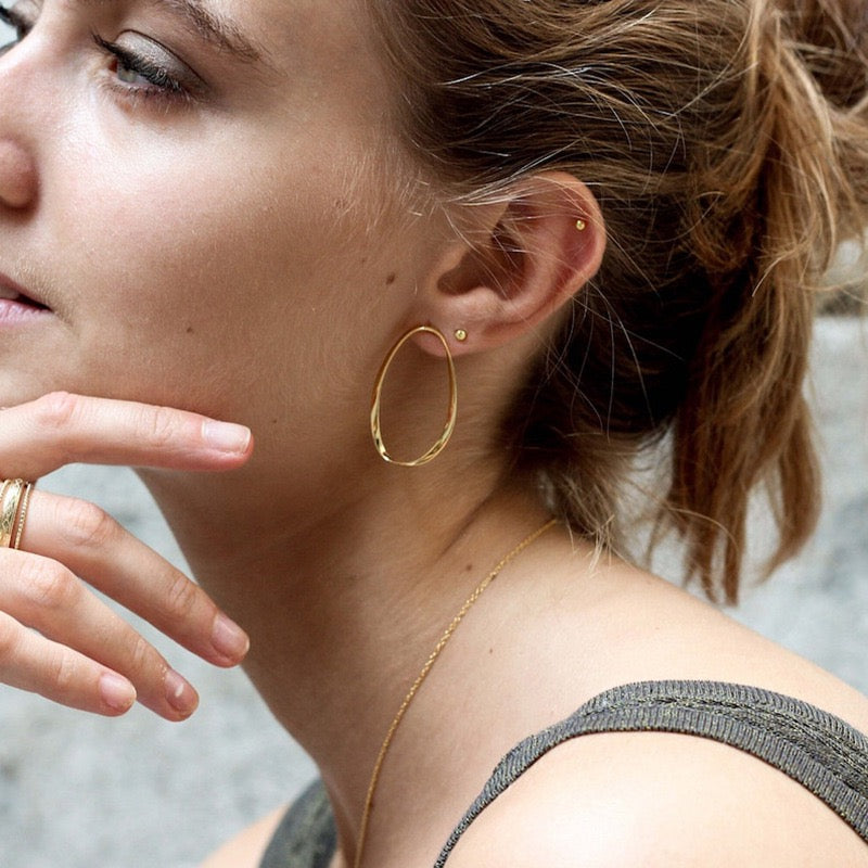 Large irregular front circle silver earrings BUBBLE