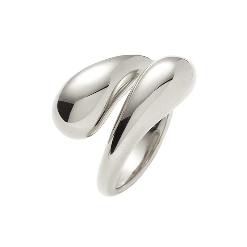 18ct Gold-Plated Vermeil Silver Sculptural Crossover Ring