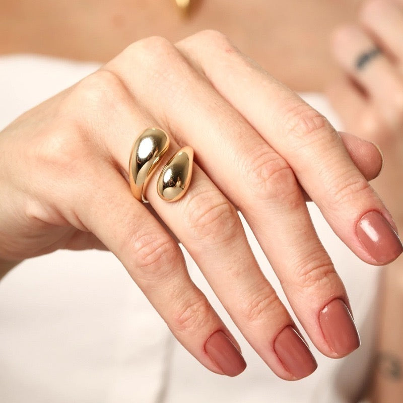 18ct Gold-Plated Vermeil Silver Sculptural Crossover Ring