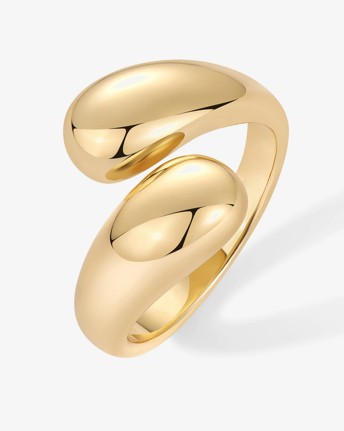 18ct Gold-Plated Vermeil Silver Sculptural Crossover Ring