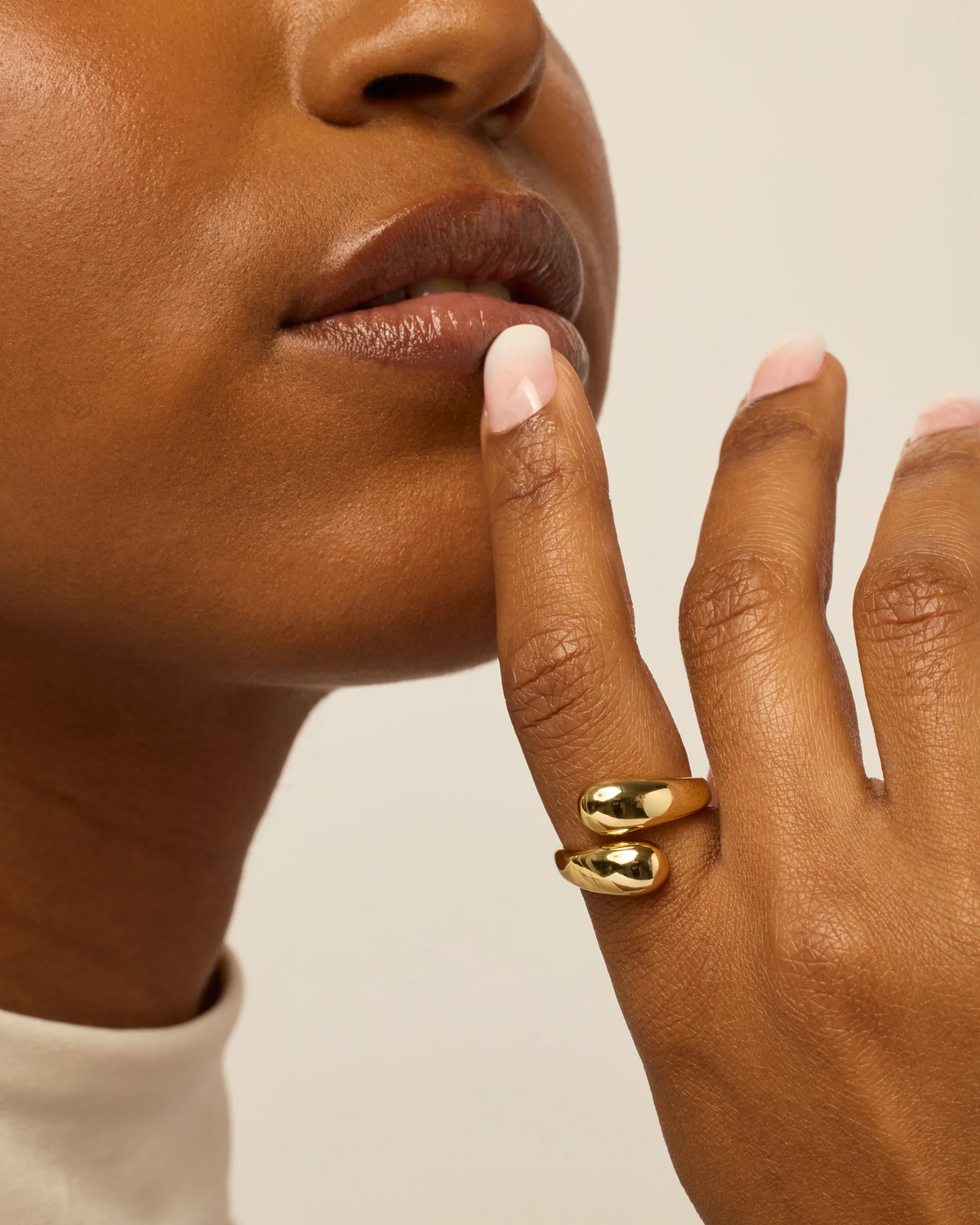 18ct Gold-Plated Vermeil Silver Sculptural Crossover Ring